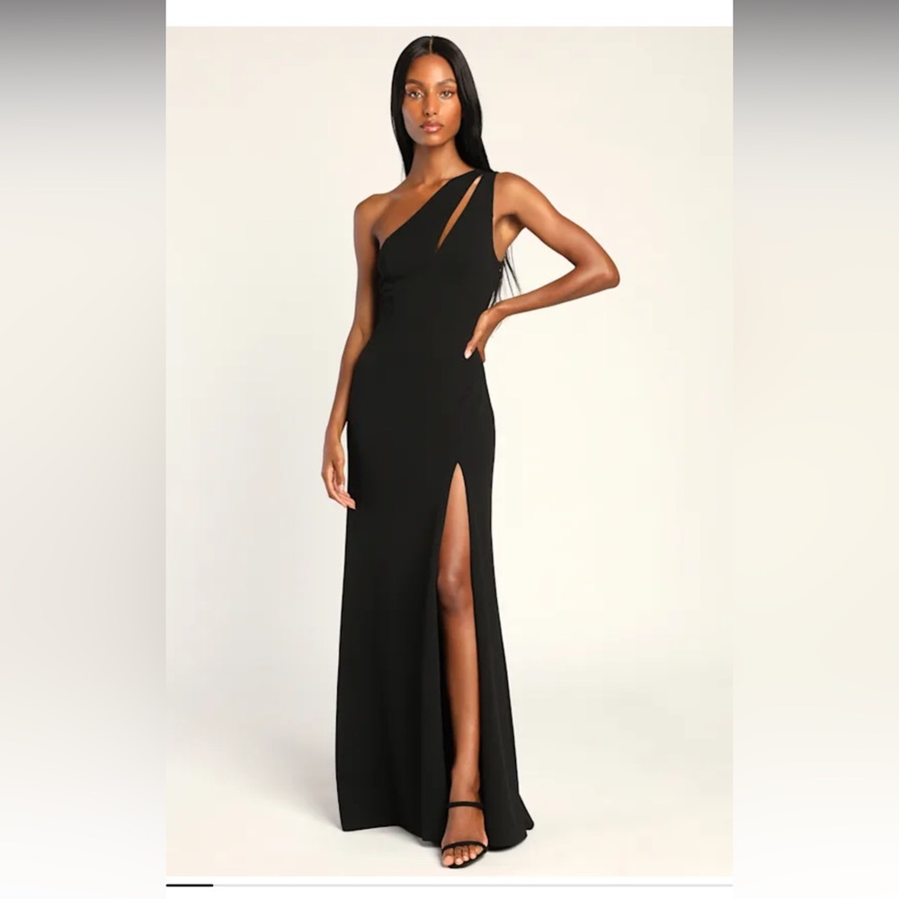 Lulus Elegant Black One-Shoulder Dress Divinely Dynamite